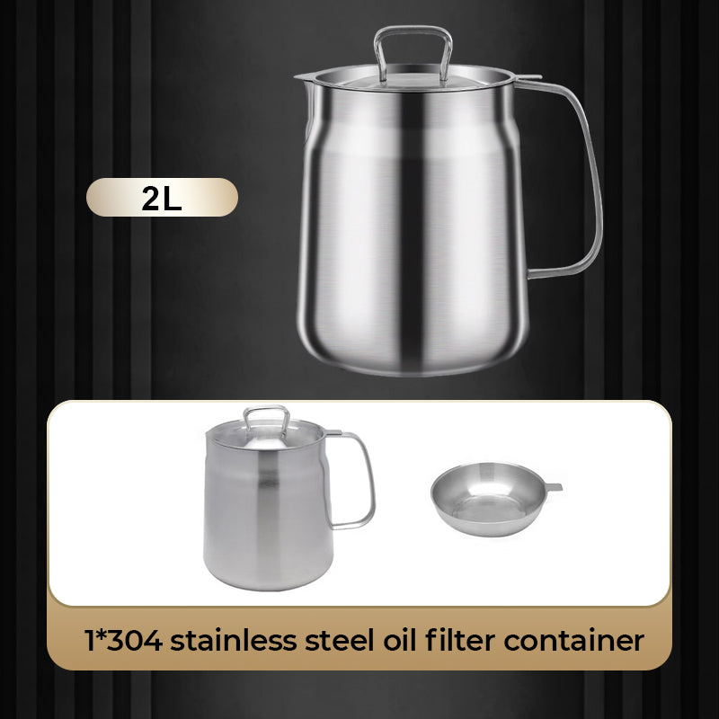 ⏳Limited-time 50% off⏰Large Capacity 304 Stainless Steel Multi-Purpose Oil Filter Container🍟