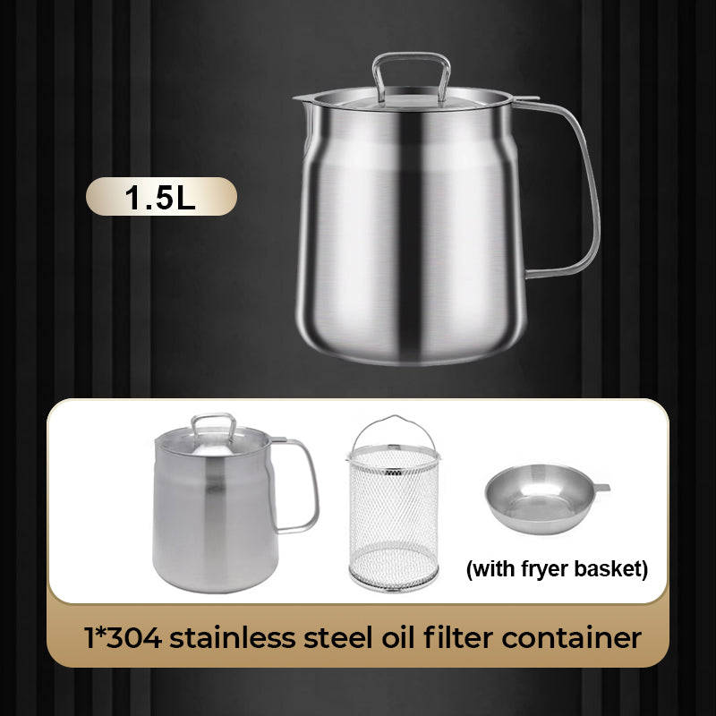 ⏳Limited-time 50% off⏰Large Capacity 304 Stainless Steel Multi-Purpose Oil Filter Container🍟