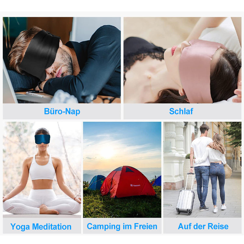 Cooling, soft sleep mask made of artificial silk