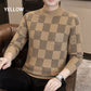 🔥New Year Promotion🔥Men's Checkered Printed Mock Neck Thickened Pullover Sweater