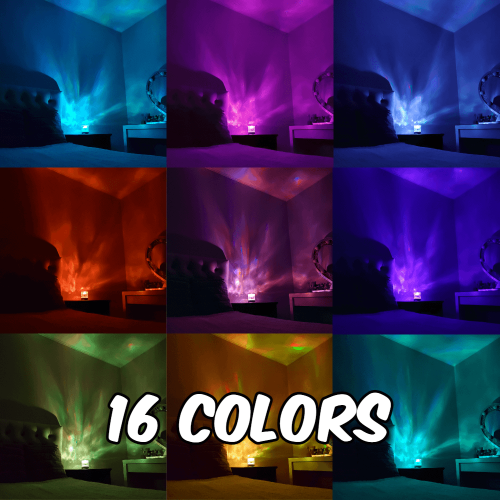 🎁 Christmas Gift Ideas🎄 ROTATING WAVE PROJECTOR - Dynamic Ocean Effect, 16 Changing Colours, Perfect for Baby Care and Bedroom Decor 🌙🚤💫