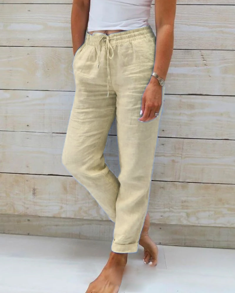 🌸LAST DAY SPECIAL PRICE: ￡11.99!!🌸Women's  Elastic Waist Cotton Linen Casual Pants