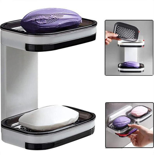 🧼✨ Wall-Mounted Soap Dish – 50% OFF! 5-second install, double drainage, no drilling – keeps soap dry & lasts longer. 💪