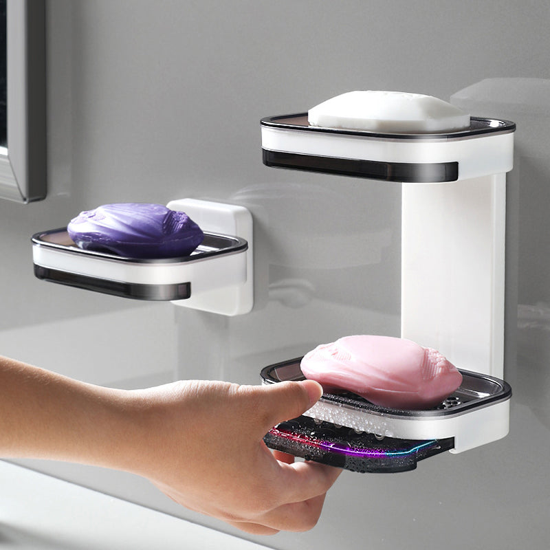 🧼✨ Wall-Mounted Soap Dish – 50% OFF! 5-second install, double drainage, no drilling – keeps soap dry & lasts longer. 💪