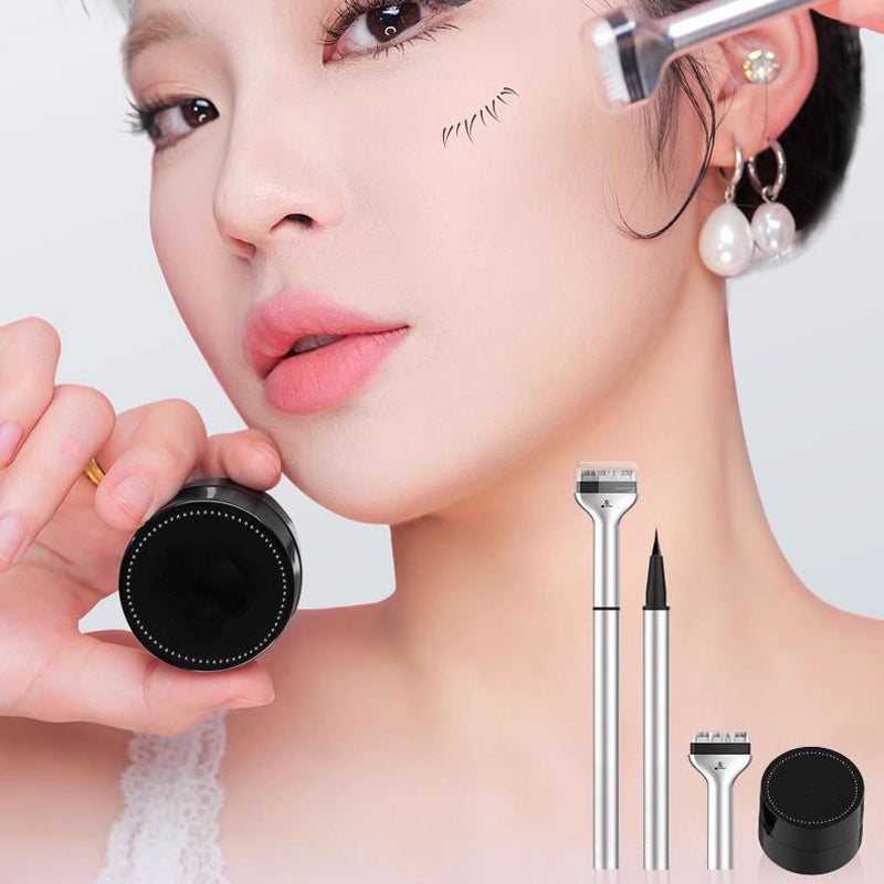 🌸💕2-in-1 Waterproof Eyeliner & Lower Eyelash Stamp Artifact Set with Individual Liquid Eyeliner