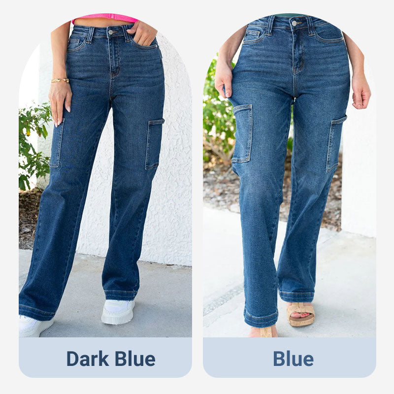 🎉Limited Sale🎉High Rise Cargo Wide-Leg Stretch Jeans for Women