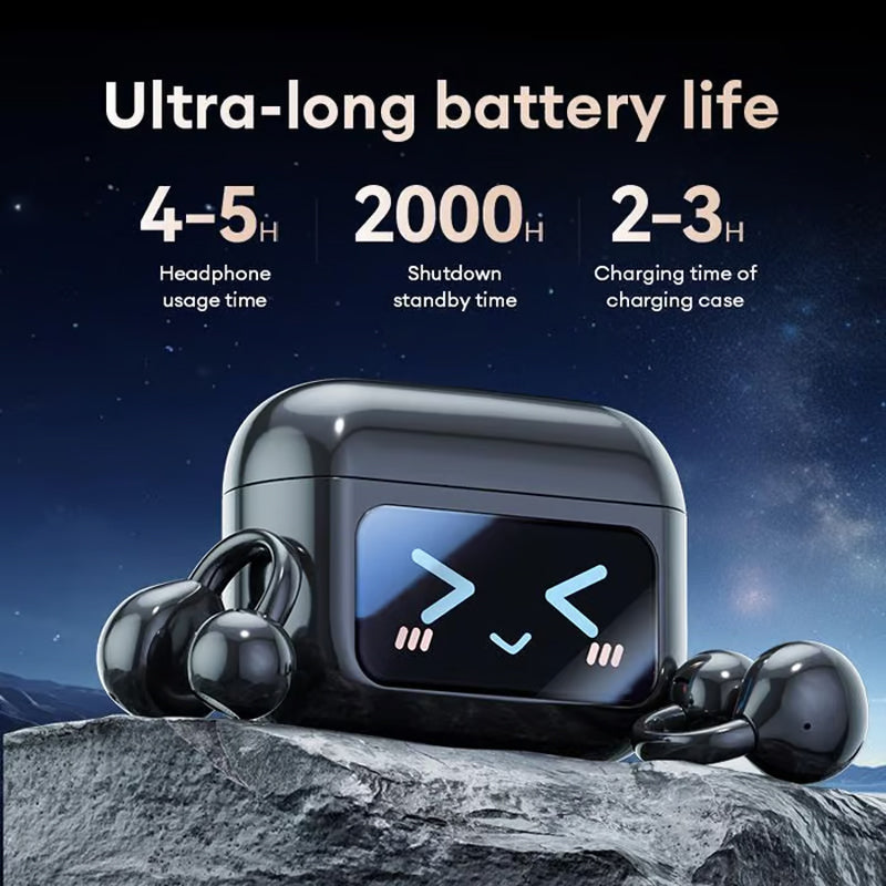 🎧🔥2025 HOT SALE🔥Bone Conduction Wireless Bluetooth Ear Clip Earphones with Touch Screen