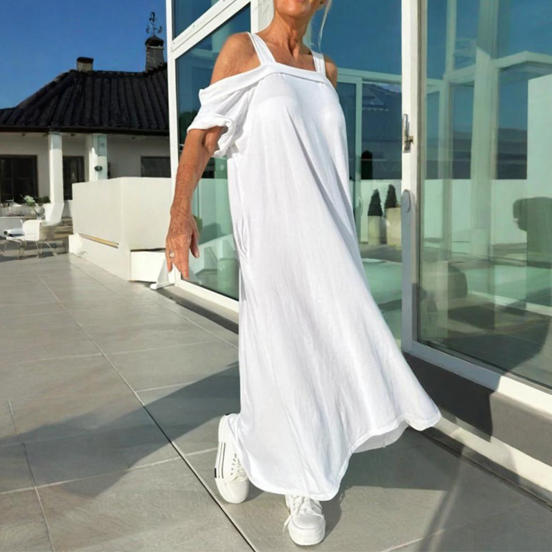 🏖️Summer Specials💃Women's Cold Shoulder Casual Maxi Dress