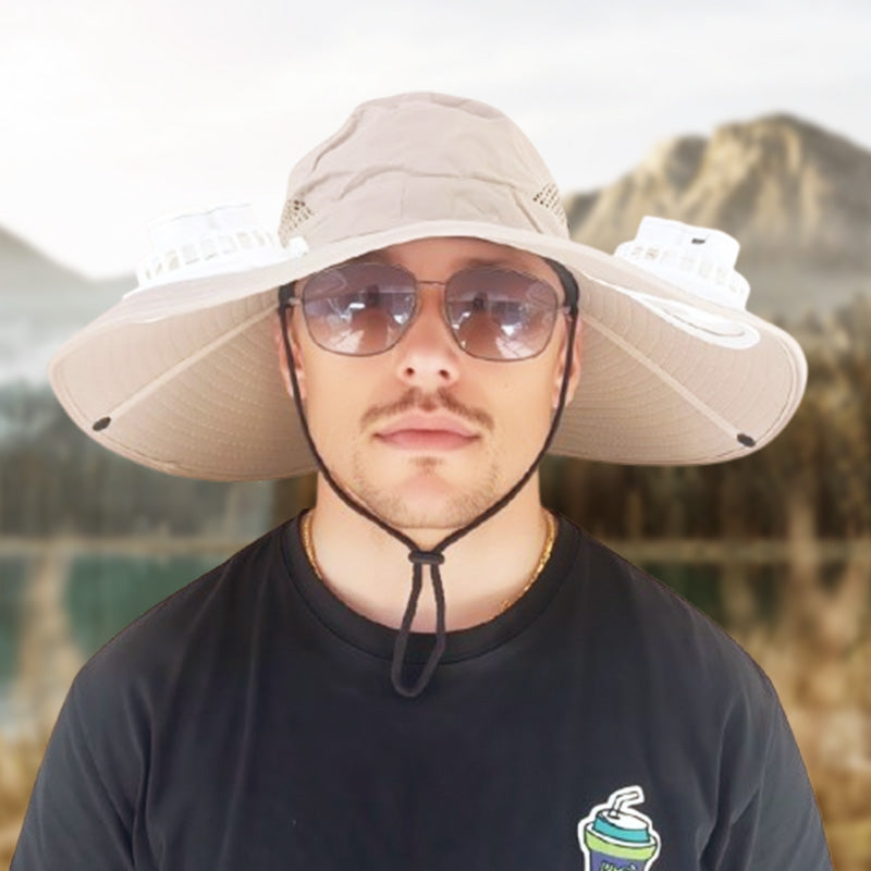 Outdoor Sun Hat with Dual Solar-Powered Fans