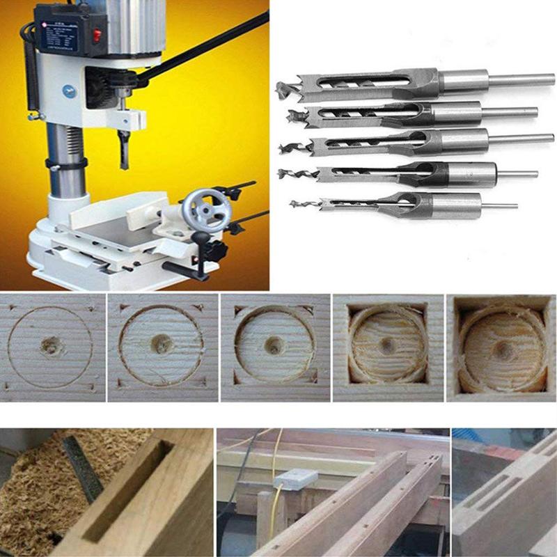 Square Hole Drill Woodworking Tools Auger Mortising Chisel Drill Set