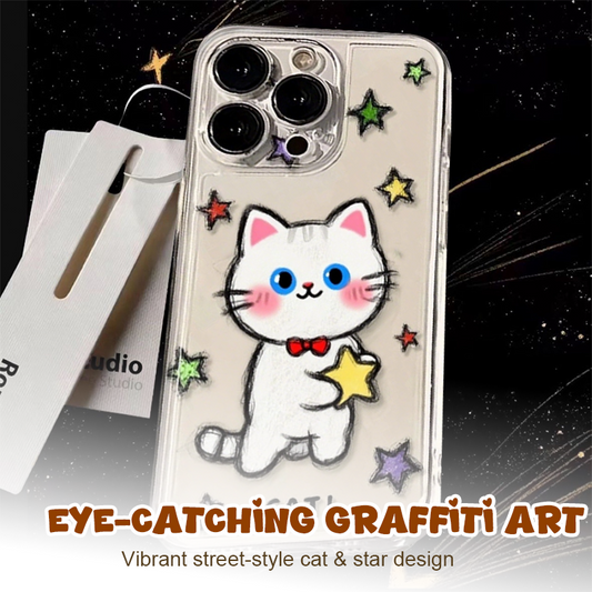 Colorful Graffiti Cat & Star iPhone Case
