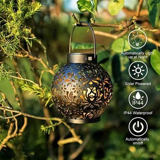 🥳2026 HOT SALE🥳💞50K+ SOLD!🌙🌿 50% OFF! Solar Pendant Lanterns – Intricate floral cut-outs cast beautiful shadows. Metal, IP55 waterproof. Auto on/off, zero electricity. Magical garden glow. 🏡✨
