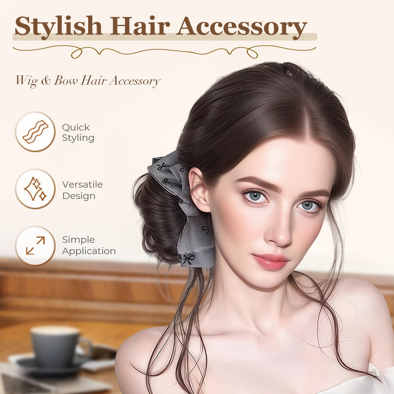 🔥New Hot Selling❤️‍🔥 Wig & Bow Stylish Hair Accessory