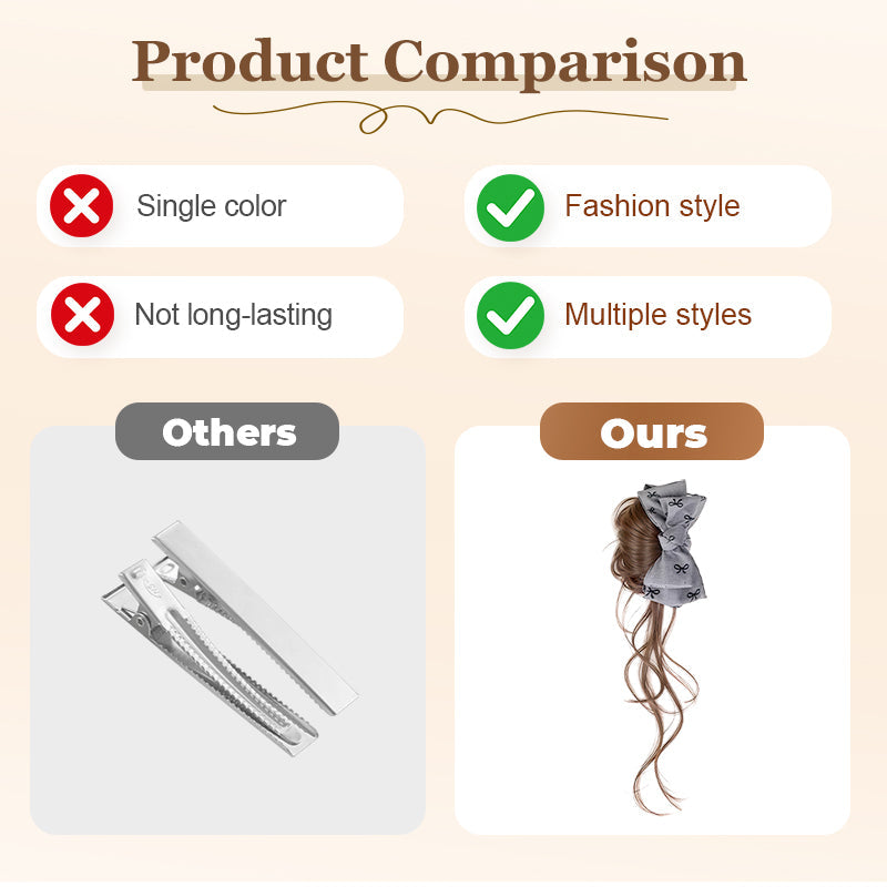 🔥New Hot Selling❤️‍🔥 Wig & Bow Stylish Hair Accessory