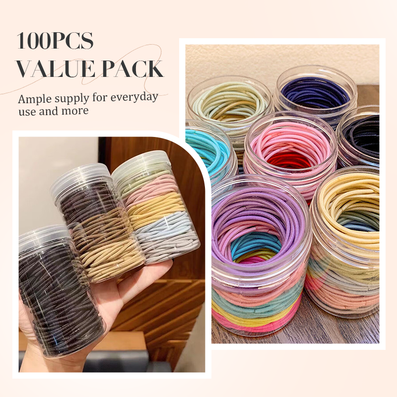 💥Last day clearance sale🔥 100PCS High Stretch Hair Ties in Jar
