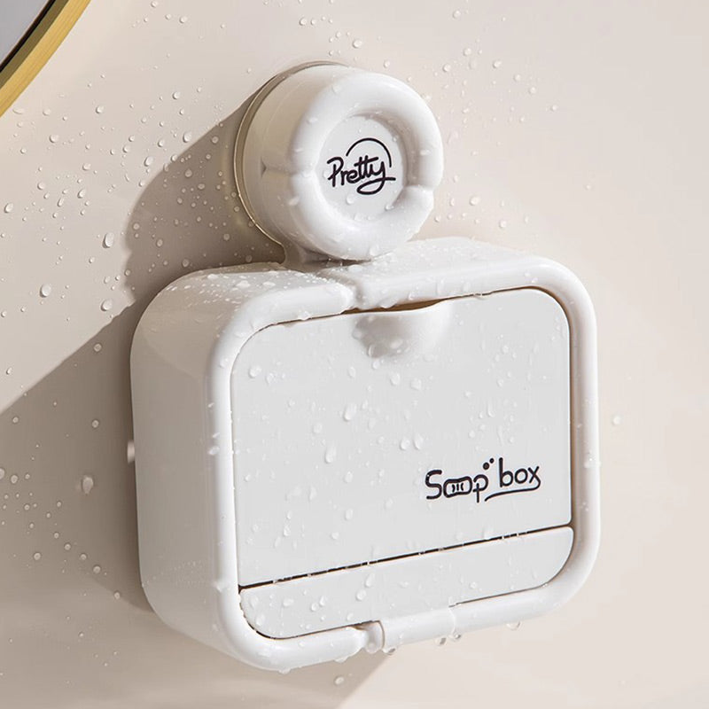 🔥HOT SALE🔥Wall-Mounted Soap Dish with Suction Cup & Flip-Top Lid
