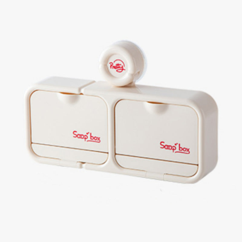 🔥HOT SALE🔥Wall-Mounted Soap Dish with Suction Cup & Flip-Top Lid