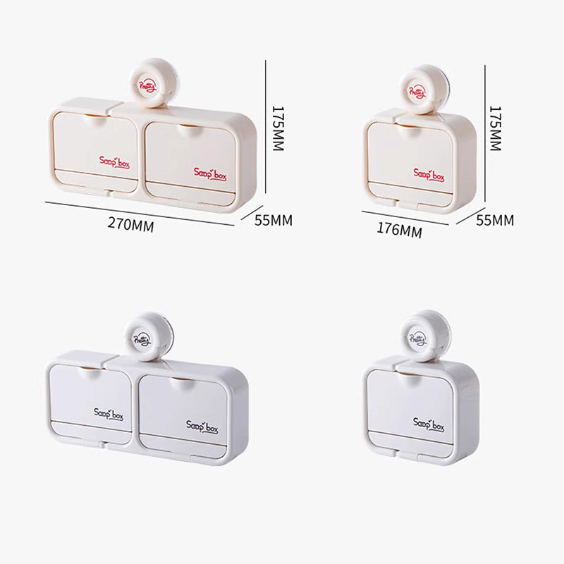 🔥HOT SALE🔥Wall-Mounted Soap Dish with Suction Cup & Flip-Top Lid