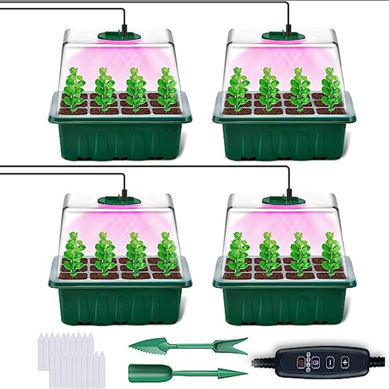 💎59% OFF! 💎 Germination Trays with Grow Light – Humidity Control, Transparent & Full-Spectrum Light 🌱💡