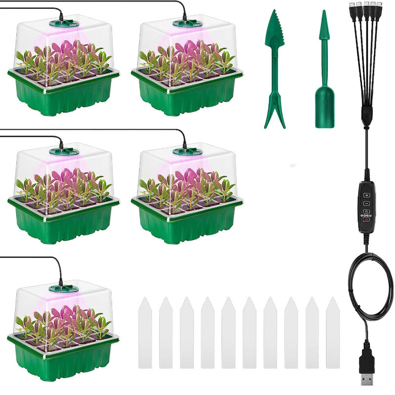 💎59% OFF! 💎 Germination Trays with Grow Light – Humidity Control, Transparent & Full-Spectrum Light 🌱💡