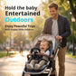 Baby seat for a pram with a securing strap