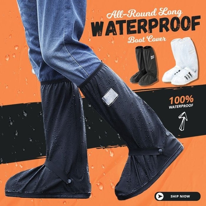 🌧️KEEP SHOES DRY IN STORMS!🌧️ Waterproof Boot Cover – Non-Slip Sole, Reflective Safety Tape, Foldable – Fits All Weather! 💪