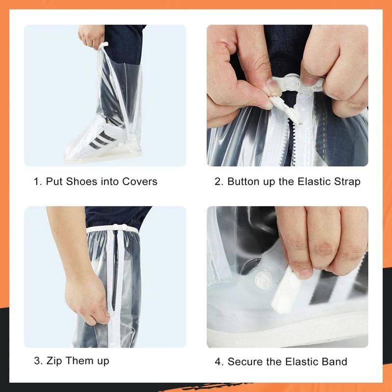 🌧️KEEP SHOES DRY IN STORMS!🌧️ Waterproof Boot Cover – Non-Slip Sole, Reflective Safety Tape, Foldable – Fits All Weather! 💪