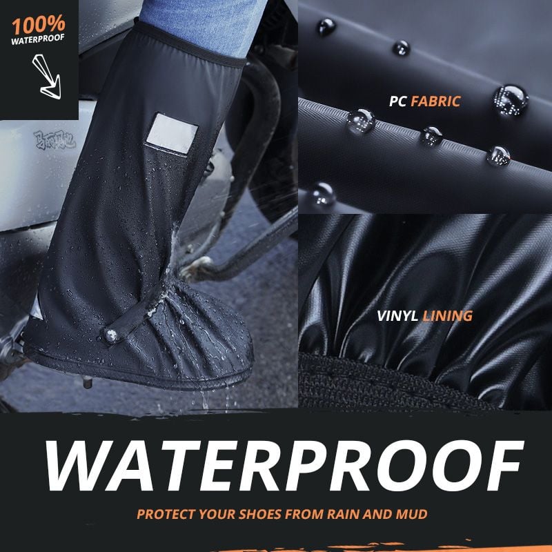 🌧️KEEP SHOES DRY IN STORMS!🌧️ Waterproof Boot Cover – Non-Slip Sole, Reflective Safety Tape, Foldable – Fits All Weather! 💪