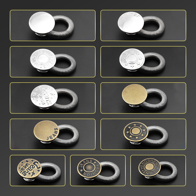 🏆Spring-loaded metal waist extension button for jeans🔩👖