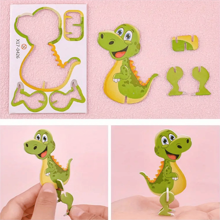🦖 50% OFF! 🧩 EDUCATIONAL 3D PUZZLE - 50-Piece Cartoon Dinosaur Set with Vibrant Colors, Develops Creativity & Spatial Thinking for Ages 4+ 🎨✨