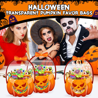 🥳2026 BESTSELLER🥳 Halloween Treat Bags – Pumpkin Design, Resealable Zipper – Easy Carry Handle – 20-Pack – Ideal for Trick-or-Treat & Parties! 🛡️💨