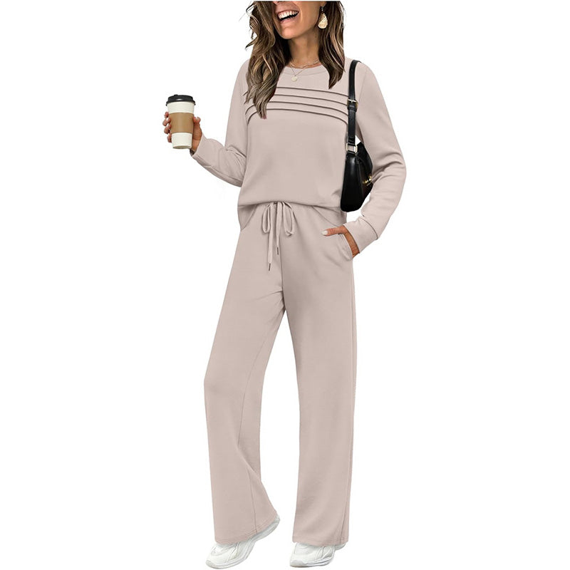 🔥LAST DAY 50% OFF💓Women's Crew Neck Top & Drawstring Pants Set