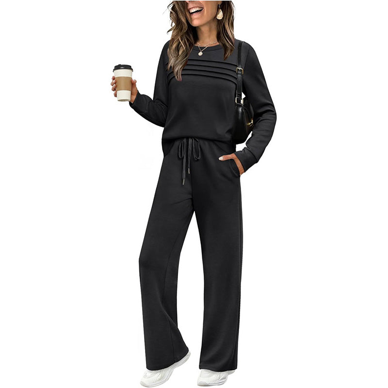 🔥LAST DAY 50% OFF💓Women's Crew Neck Top & Drawstring Pants Set