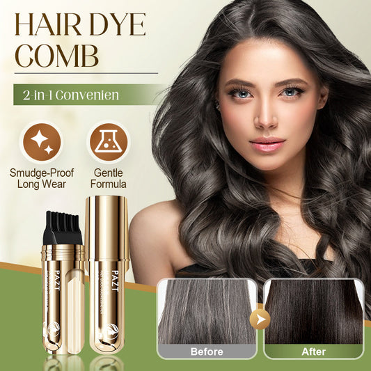 ✨ 2-IN-1 HAIR DYE COMB - Precision Application for Gray Coverage, Non-Drip Formula with Nourishing Argan Oil, 5 Min Processing Time 🌸🧴