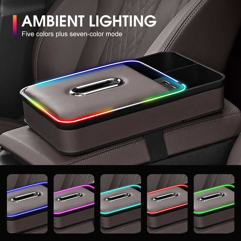 🔥2025 HOT SALE --50% OFF🔥Armrest Storage Box with LED Ambient Lighting