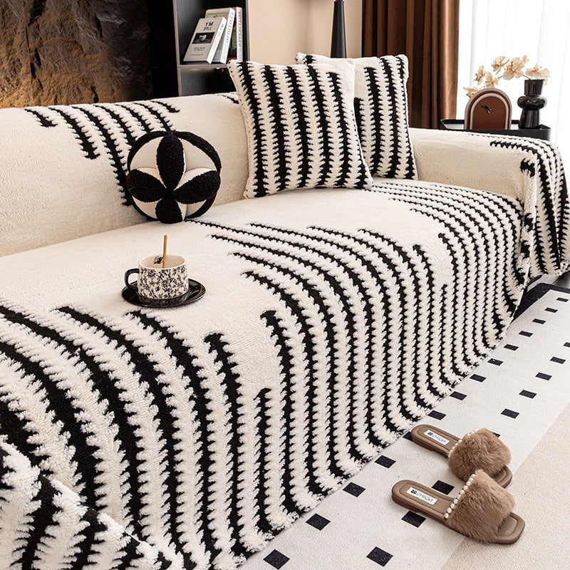 🔥Black Friday Mega Deal – 50% off!🔥 Plush Sofa Throw – Extra Thick & Non-Slip Blanket with Elastic Edges for Fall and Winter 🍂❄️