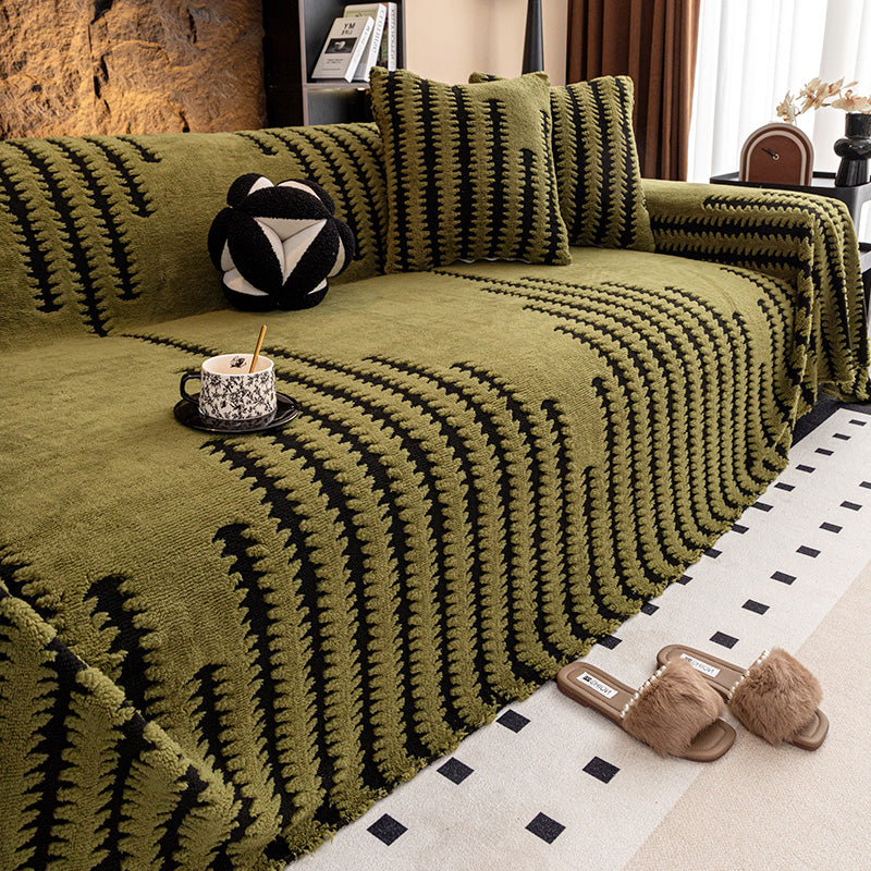 🔥Black Friday Mega Deal – 50% off!🔥 Plush Sofa Throw – Extra Thick & Non-Slip Blanket with Elastic Edges for Fall and Winter 🍂❄️