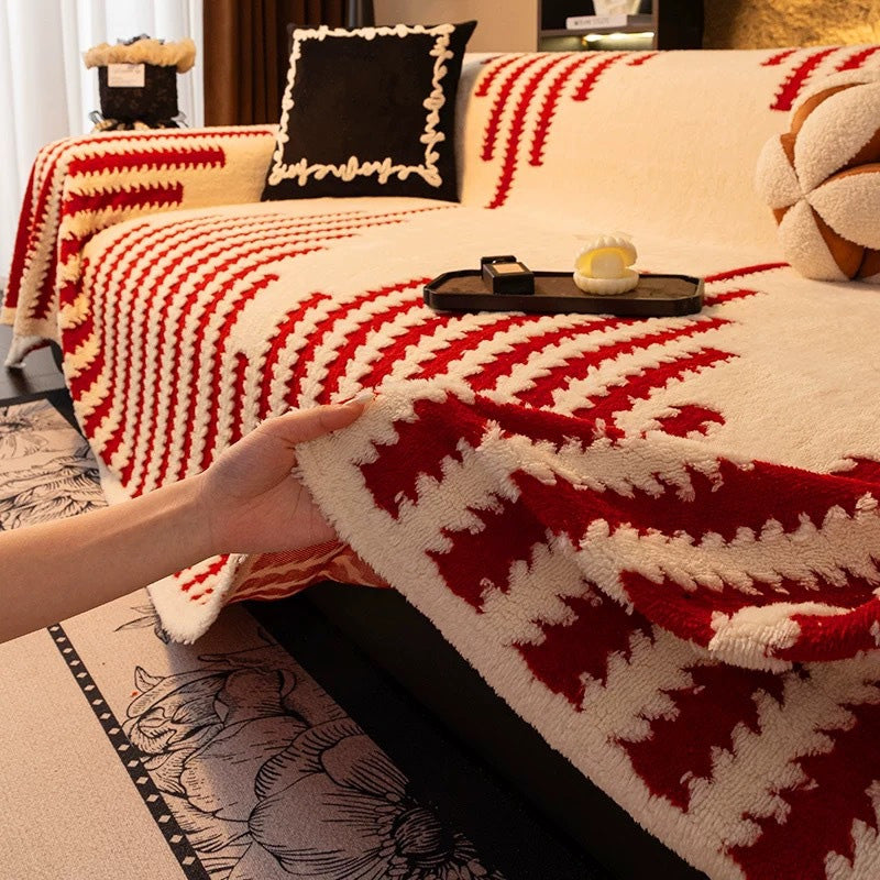 🔥Black Friday Mega Deal – 50% off!🔥 Plush Sofa Throw – Extra Thick & Non-Slip Blanket with Elastic Edges for Fall and Winter 🍂❄️