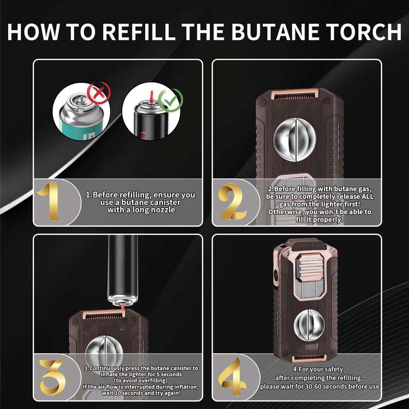 🎅🎁Christmas gifts 🎊5-in-1 Refillable Cigar Torch Lighter with Cutter