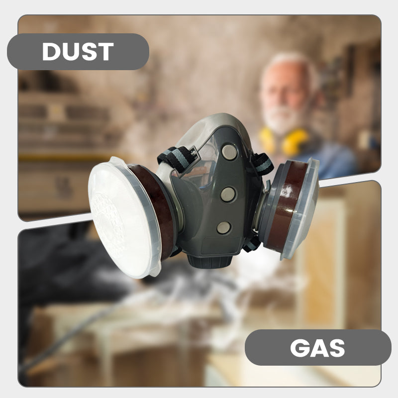 🔥Dust-Proof Integrated Respirator Mask – Dual-Tank Activated Carbon Filters, Industrial-Grade Gas & Dust Protection 🛡️🔥