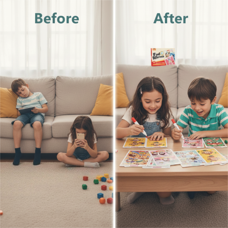 Spot the Difference Card Game Set for Kids