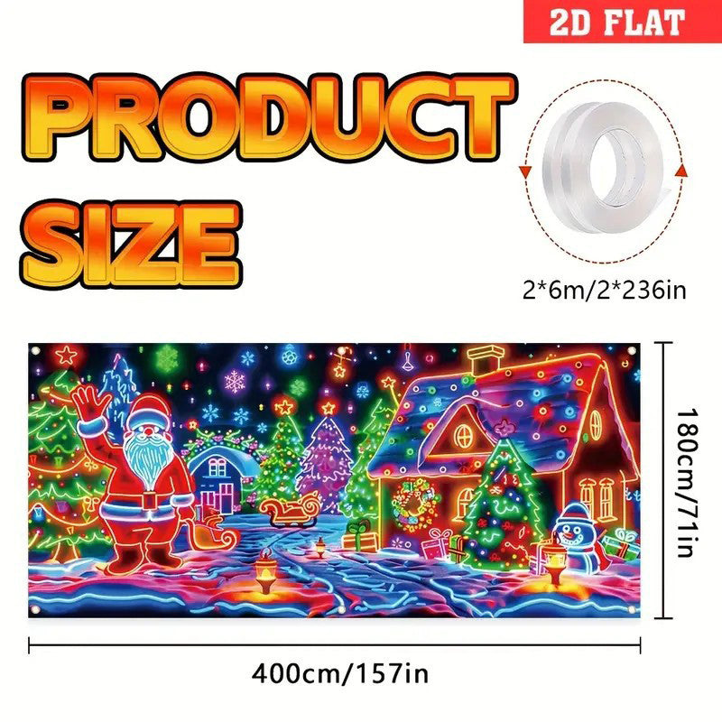 🎅 HOLIDAY HAUL SALE🎇🚪UV Activated Christmas Garage Door Cover Banner, Glows in Dark🔥🎉