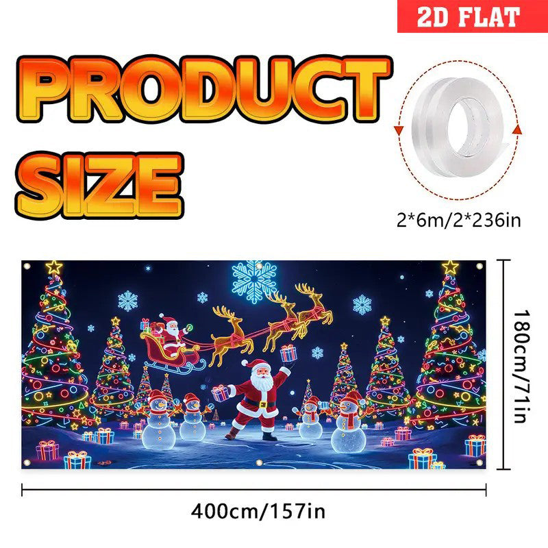 🎅 HOLIDAY HAUL SALE🎇🚪UV Activated Christmas Garage Door Cover Banner, Glows in Dark🔥🎉