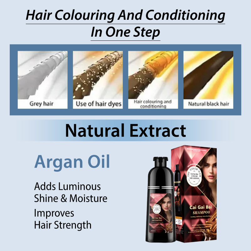 🍎 NOW 50% OFF! ✨ 3-in-1 Hair Coloring Shampoo, Plant Extracts for Vibrant Hair