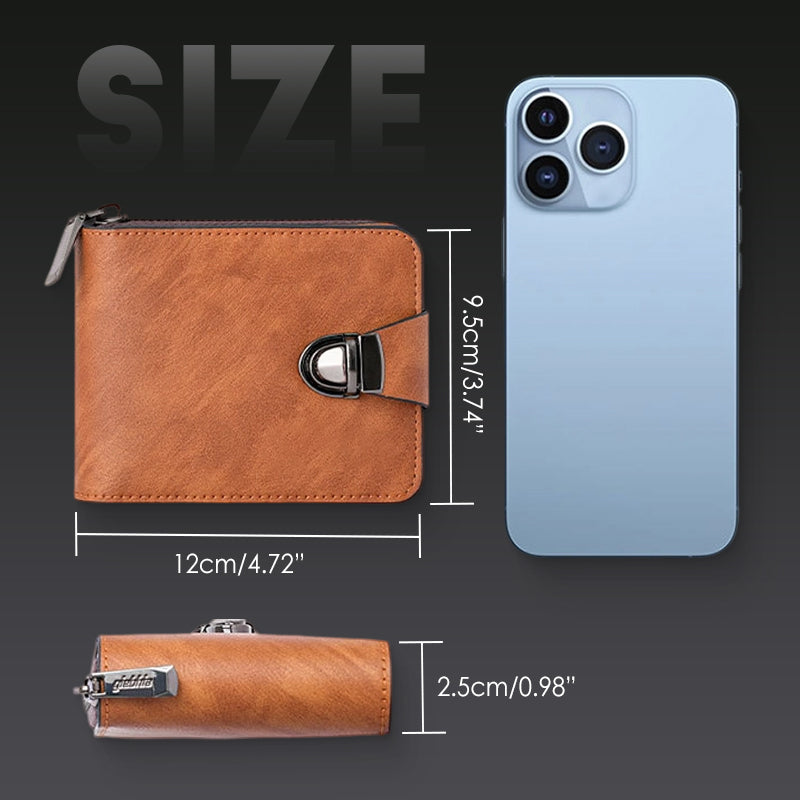 🧳 50% OFF NOW! 🕰️ Compact Vintage Men's Zipper Wallet – Durable Material, Classic Design & Perfect Travel Companion ✈️