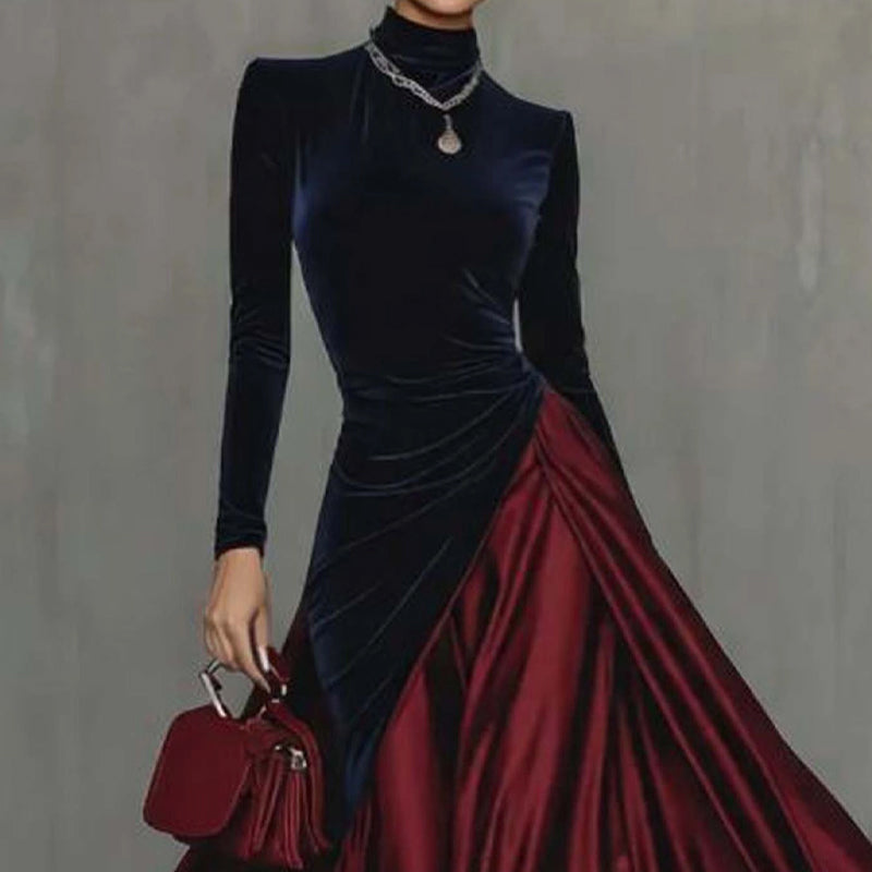 🔥🔥Limited Time 50% OFF👗Women's Satin Color-blocked Maxi Dress Elegant Design & Flowing Silhouette✨