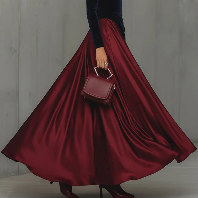 🔥🔥Limited Time 50% OFF👗Women's Satin Color-blocked Maxi Dress Elegant Design & Flowing Silhouette✨