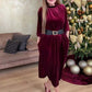 📢📢60 %  OFF !! ⏰Women's Long Sleeve A-Line Velvet Dress