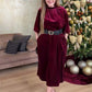 📢📢60 %  OFF !! ⏰Women's Long Sleeve A-Line Velvet Dress