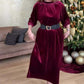 📢📢60 %  OFF !! ⏰Women's Long Sleeve A-Line Velvet Dress